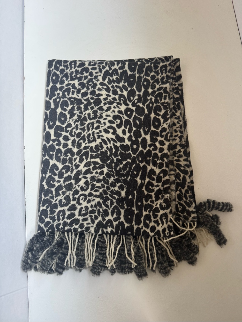 Gabriella 100% Wool Shawl Scarf Wrap with real fur fringe.